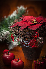 Image showing Christmas decoration on wooden table