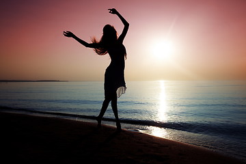 Image showing Dancing at the beach