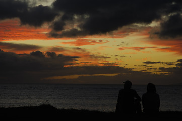 Image showing Couple enjoying sunset