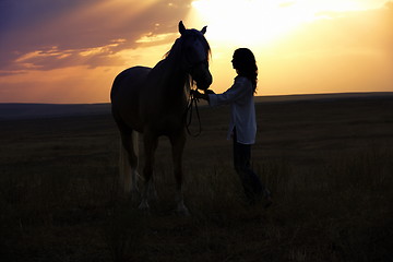 Image showing Woman and horse