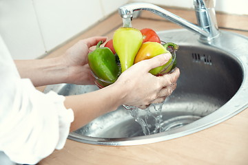 Image showing Washing vegetables