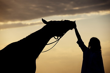 Image showing Woman and horse