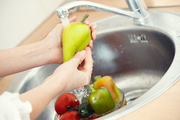 Image showing Washing vegetables