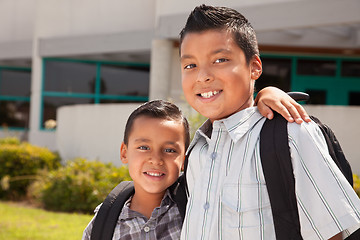 Image showing Cute Brothers Ready for School