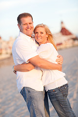 Image showing Attractive Caucasian Couple Hugging at the Beach