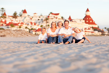 Image showing Happy Caucasian Family in Front of Hotel Del Coronado