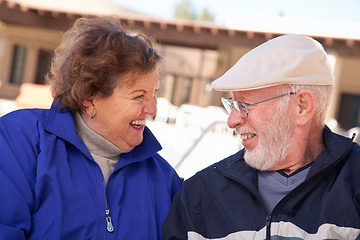 Image showing Happy Senior Adult Couple Bundled Up Outdoors