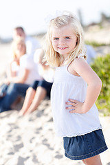 Image showing Adorable Little Blonde Girl Having Fun At the Beach