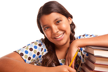 Image showing Pretty Smiling Hispanic Girl Studying