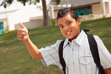 Image showing Happy Young Hispanic School Boy with Thumbs Up