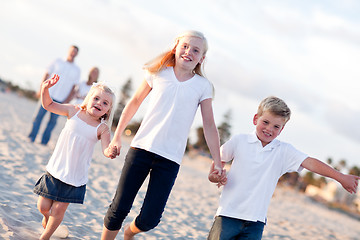 Image showing Adorable Caucasian Family on a Walk