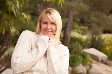 Image showing Attractive Blonde Caucasian Woman in the Park