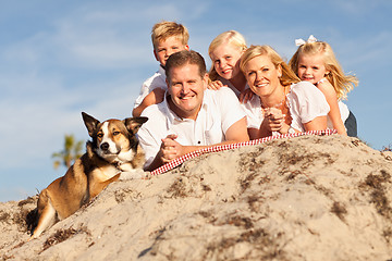 Image showing Happy Caucasian Family Portrait at the Beach