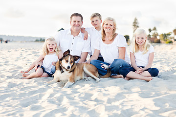 Image showing Happy Caucasian Family Portrait at the Beach