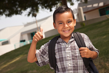 Image showing Happy Young Hispanic School Boy with Thumbs Up