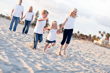 Image showing Adorable Caucasian Family on a Walk