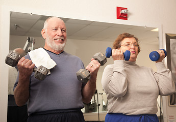 Image showing Senior Adult Couple Working Out in the Gym