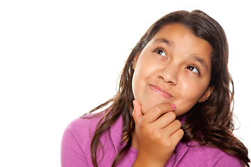 Image showing Pretty Hispanic Girl Thinking