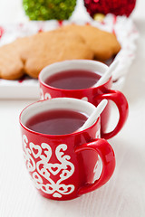 Image showing Christmas mulled wine and gingerbread