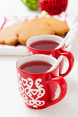 Image showing Christmas mulled wine and gingerbread