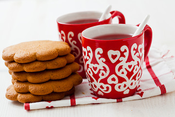 Image showing Christmas mulled wine and gingerbread