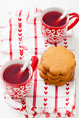 Image showing Christmas mulled wine and gingerbread