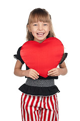 Image showing Little girl with red heart