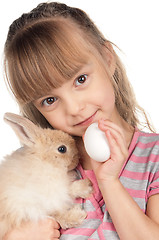 Image showing Little girl with rabbit