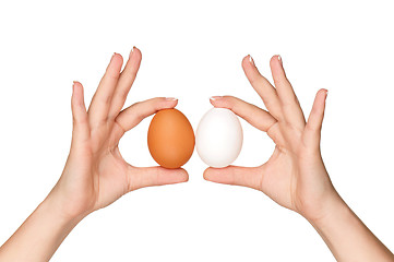 Image showing Hand with egg