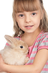 Image showing Little girl with rabbit