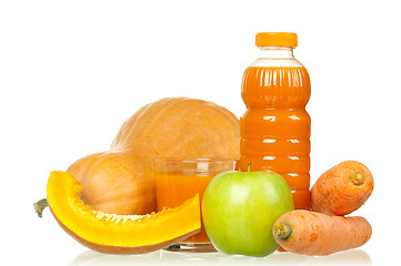 Image showing Carrot, pumpkin and apple juice