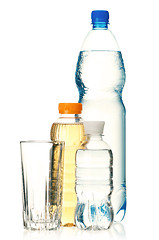 Image showing Bottled green tea and water