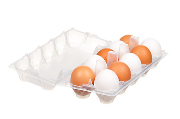 Image showing Eggs in box