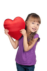 Image showing Little girl with red heart