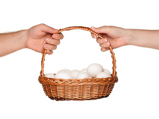 Image showing Basket with eggs