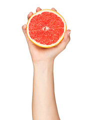 Image showing Hand with grapefruit