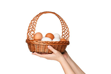 Image showing Basket with eggs
