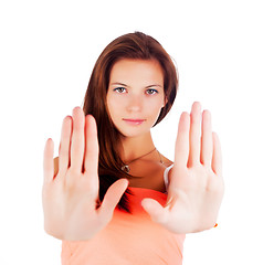 Image showing Girl with stop gesture