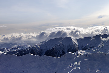 Image showing Winter mountains in evening