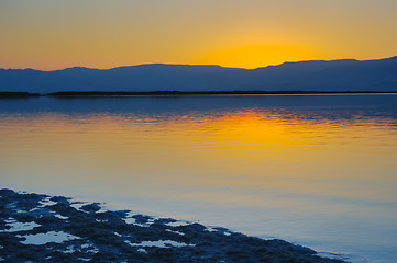 Image showing The Dead Sea before dawn 