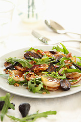 Image showing Rocket with bacon and fig salad