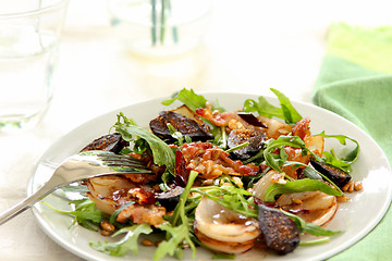 Image showing Rocket with bacon and fig salad