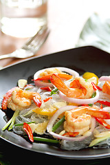 Image showing Sour & spicy vermicelli salad with prawn