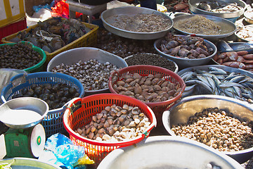 Image showing Seafood stall in a market