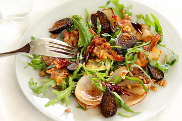 Image showing Rocket with bacon and fig salad