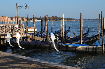 Image showing Gondolas at Sunset