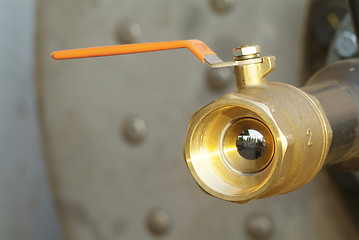 Image showing Ball valve with orange handle