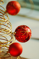 Image showing Red christmas bulbs