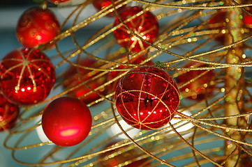 Image showing Red christmas bulbs