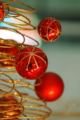 Image showing Red christmas bulbs